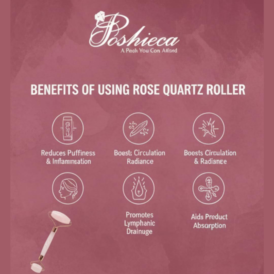 Natural Stone Rose Quartz Face Roller –100% Real Stone Facial Tool, Anti Aging Face Roller – Face Massager, Aging Wrinkles, Puffy Eyes