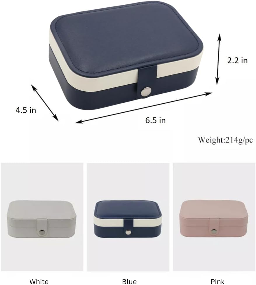 Personalized Jewelry Boxes For Women - PU Leather Travel Jewellery Box - Jewels Storage Box For Earring, Ring, Necklace - Bridesmaid Gifts For Girls PU Leather Jewelry Case (Blue With Name)