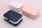 Personalized Jewelry Boxes For Women - PU Leather Travel Jewellery Box - Jewels Storage Box For Earring, Ring, Necklace - Bridesmaid Gifts For Girls PU Leather Jewelry Case (Blue With Name)