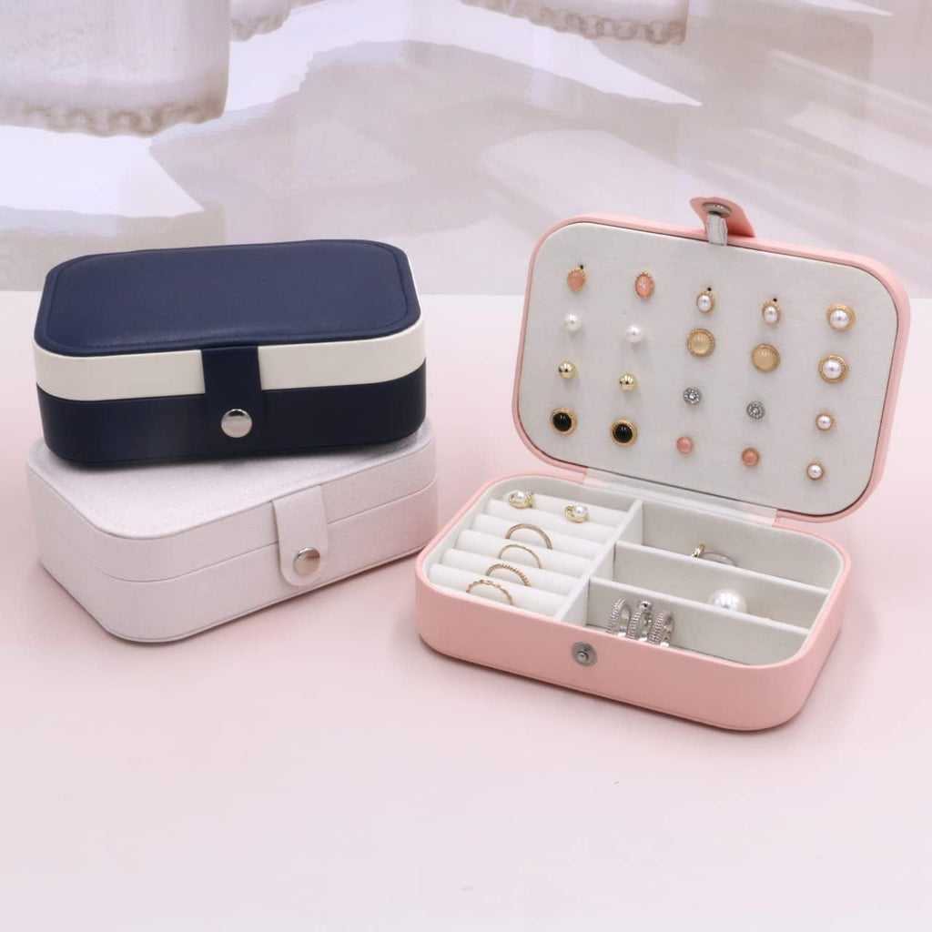 Personalized Jewelry Boxes For Women - PU Leather Travel Jewellery Box - Jewels Storage Box For Earring, Ring, Necklace - Bridesmaid Gifts For Girls PU Leather Jewelry Case (Blue With Name)