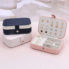 Personalized Jewelry Boxes For Women - PU Leather Travel Jewellery Box - Jewels Storage Box For Earring, Ring, Necklace - Bridesmaid Gifts For Girls PU Leather Jewelry Case (Blue With Name)