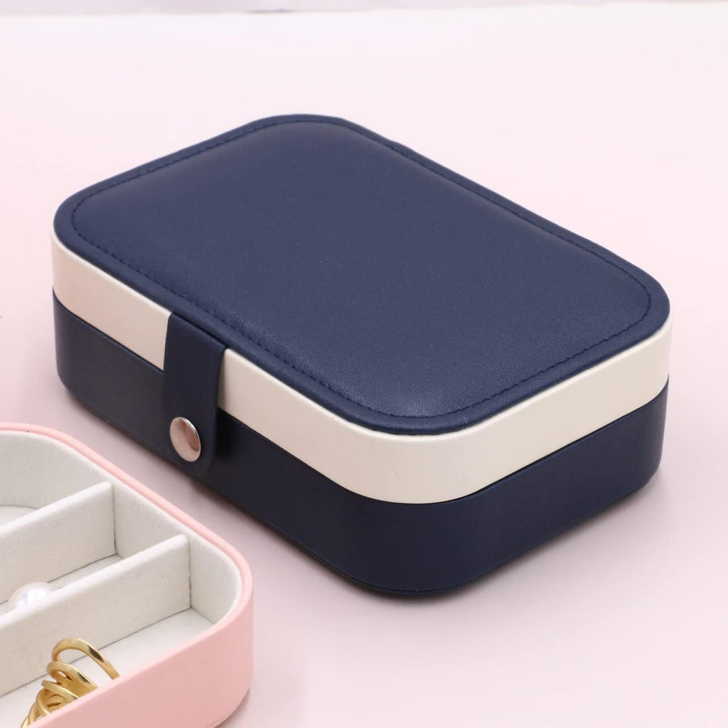 Personalized Jewelry Boxes For Women - PU Leather Travel Jewellery Box - Jewels Storage Box For Earring, Ring, Necklace - Bridesmaid Gifts For Girls PU Leather Jewelry Case (Blue With Name)