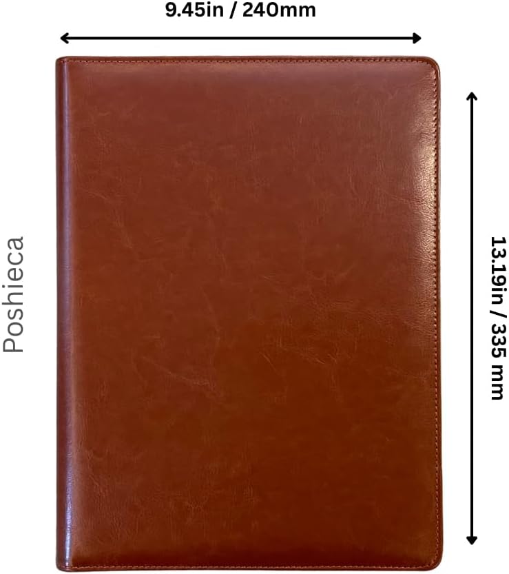 Leather Portfolio Binder for Business use, Document Organizer with Smart Storage, Calculator, Writing pad, – padfolio All in one, Professional Binder Portfolio for Women and Men with Name
