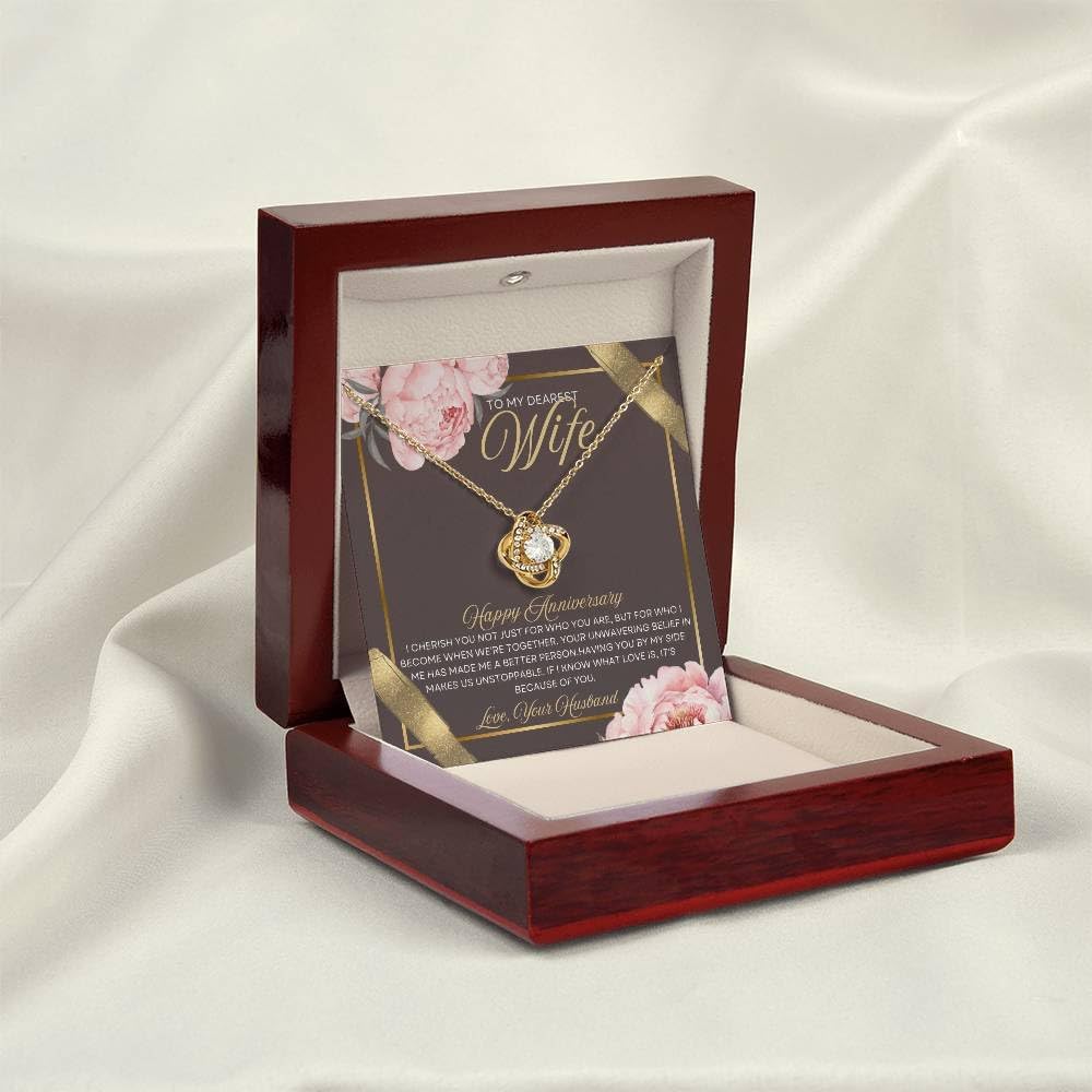 Anniversary Card, Wife Appreciation And Romantic Gifts, Jewelry Box, Necklace From Husband, Birthday Gift Ideas for Women, Stainless Steel, Cubic Zirconia