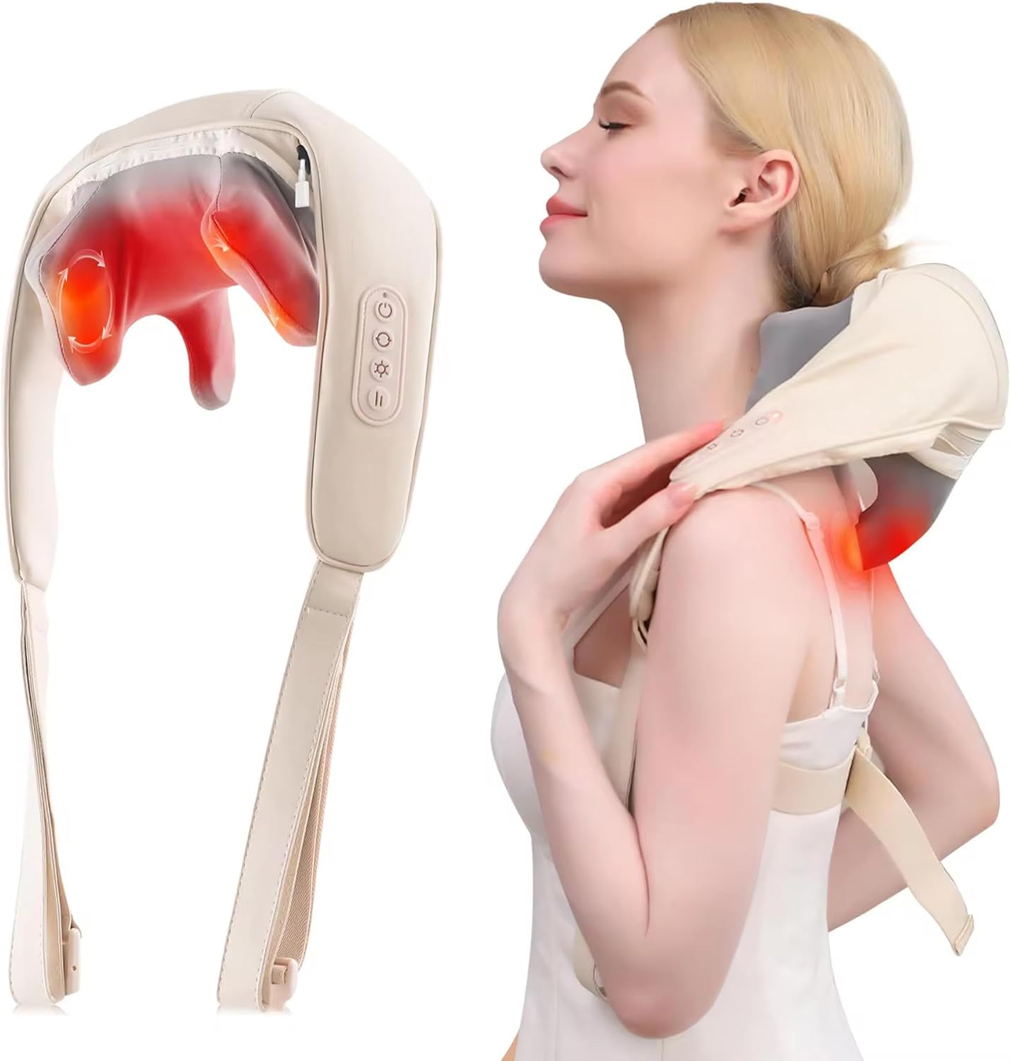 Neck Massager for Pain Relief Deep Tissue, Heating Pad for Neck and Shoulders and Back, Christmas Gifts, Birthday Gifts for Women and Men, Gifts for Mom and Dad, Gifts for Men and Women