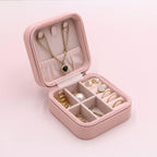 Personalized Jewelry Boxes For Women - PU Leather Travel Jewellery Box - Jewels Storage Box For Earring, Ring, Necklace - Bridesmaid Gifts For Girls PU Leather Jewelry Case (Pink with Name)