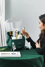 Personalized Waterproof Make Up Box Holder Dustproof Skincare Organizer, Bathroom Desktop Cosmetics Storage Box, Luxury Drawer Acrylic Makeup Organizer, Makeup Organizer With Lid (Green With Name)