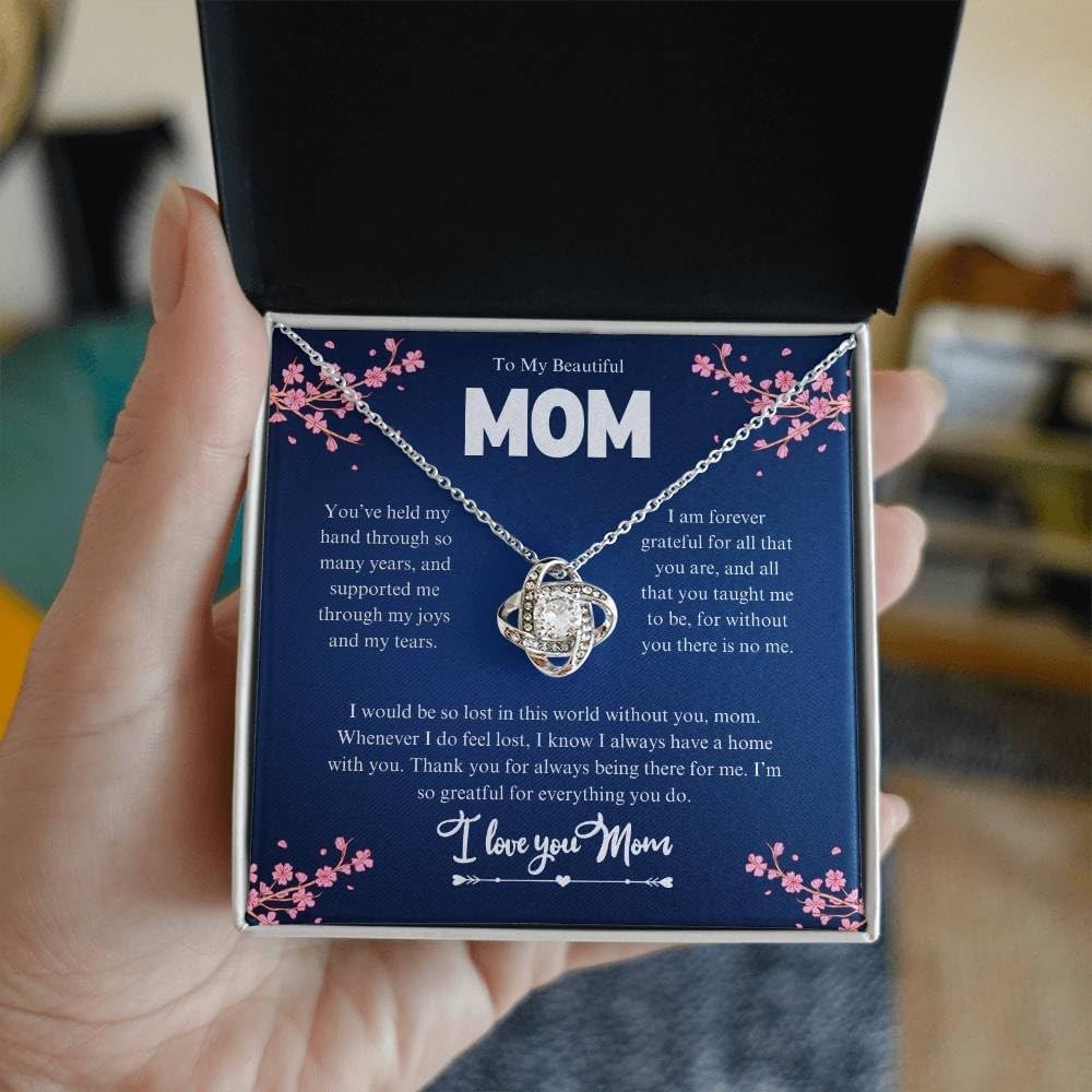 Mom Birthday/Appreciation Gift – 14k White Gold & 18k Gold-Plated Cubic Zirconia Pendant With Message Card And Jewelry Box– Birthday, Christmas, Jewelry for Women