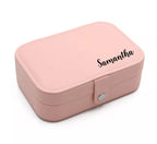 Personalized Jewelry Boxes For Women - PU Leather Travel Jewellery Box - Jewels Storage Box For Earring, Ring, Necklace - Bridesmaid Gifts For Girls PU Leather Jewelry Case (Blue With Name)