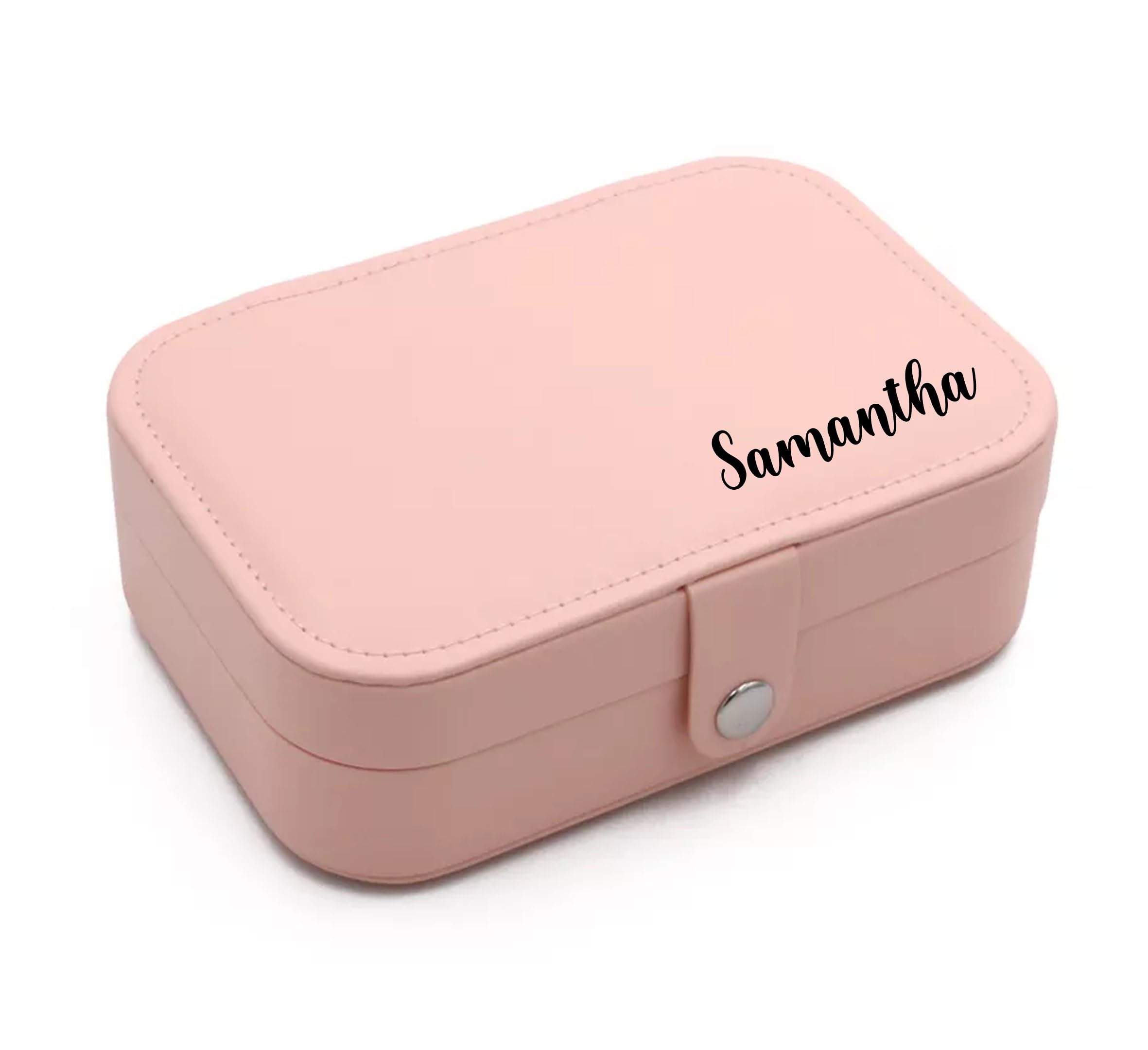 Personalized Jewelry Boxes For Women - PU Leather Travel Jewellery Box - Jewels Storage Box For Earring, Ring, Necklace - Bridesmaid Gifts For Girls PU Leather Jewelry Case (Blue With Name)