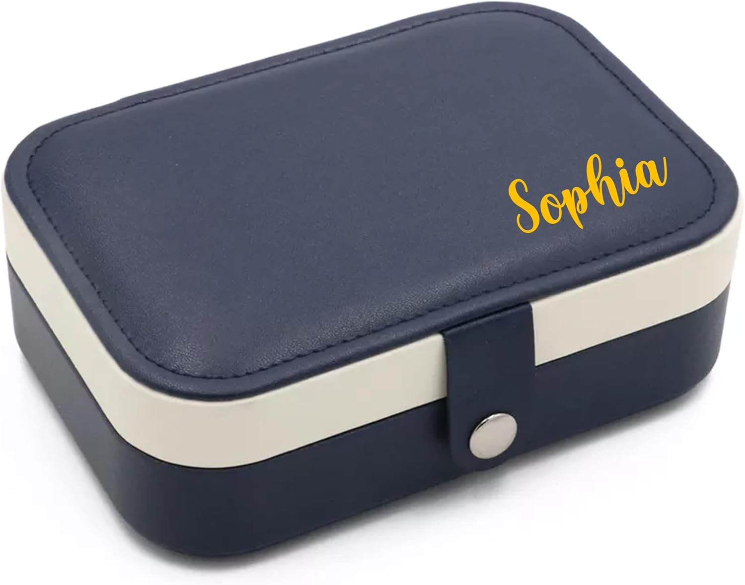 Personalized Jewelry Boxes For Women - PU Leather Travel Jewellery Box - Jewels Storage Box For Earring, Ring, Necklace - Bridesmaid Gifts For Girls PU Leather Jewelry Case (Blue With Name)