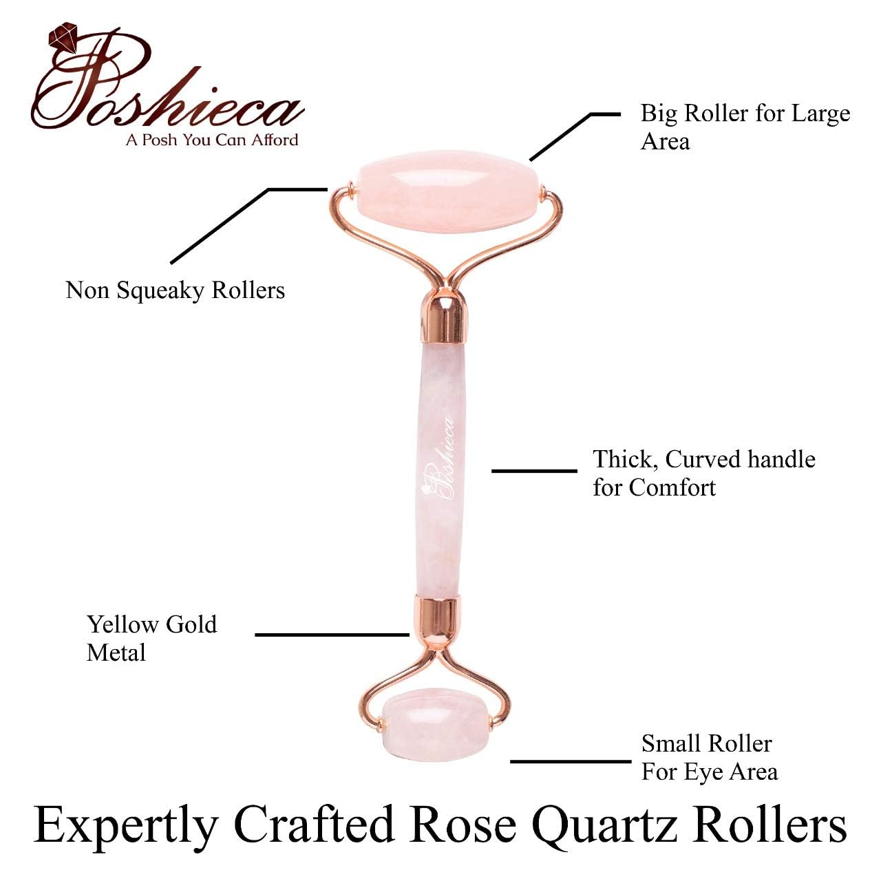 Natural Stone Rose Quartz Face Roller –100% Real Stone Facial Tool, Anti Aging Face Roller – Face Massager, Aging Wrinkles, Puffy Eyes