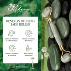 Poshieca Natural Stone Face Roller –100% Real Stone Facial Tool, Anti Aging Face Roller – Face Massager, Aging Wrinkles, Puffy Eyes (Jade Roller)