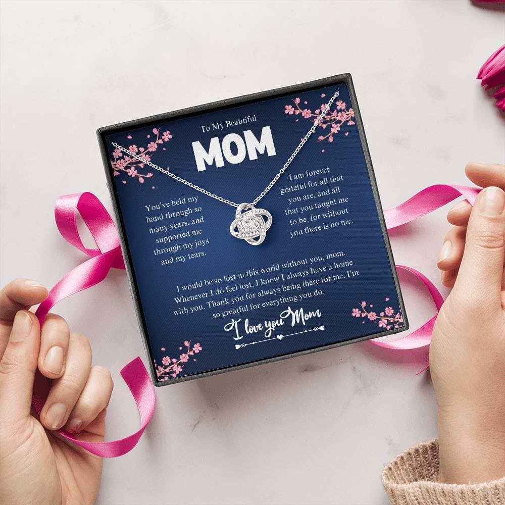 Mom Birthday/Appreciation Gift – 14k White Gold & 18k Gold-Plated Cubic Zirconia Pendant With Message Card And Jewelry Box– Birthday, Christmas, Jewelry for Women