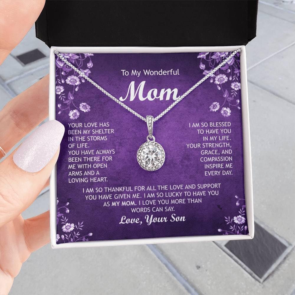 Mom Birthday / Appreciation Gifts From Son, Gold and Sterling Silver Necklaces, With Jewelry Box, Birthday Gift, Christmas Gift For Mom, Jewelry for Women, 14k white gold and 18k yellow gold over stainless steel