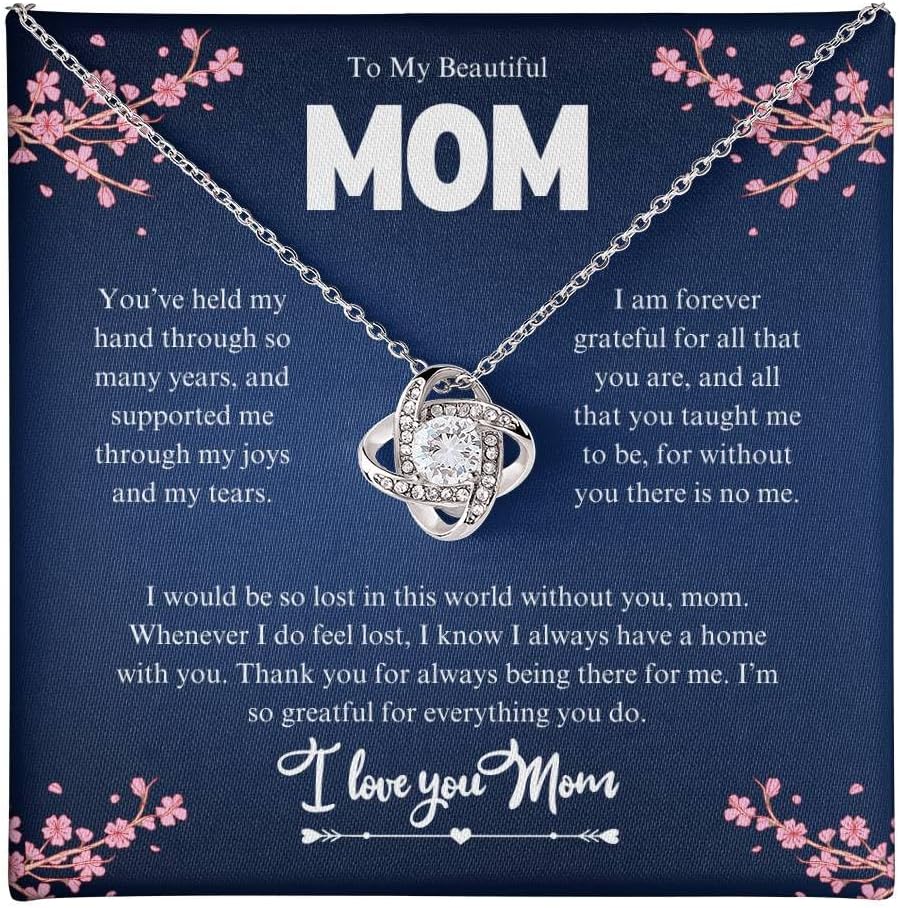 Mom Birthday/Appreciation Gift – 14k White Gold & 18k Gold-Plated Cubic Zirconia Pendant With Message Card And Jewelry Box– Birthday, Christmas, Jewelry for Women