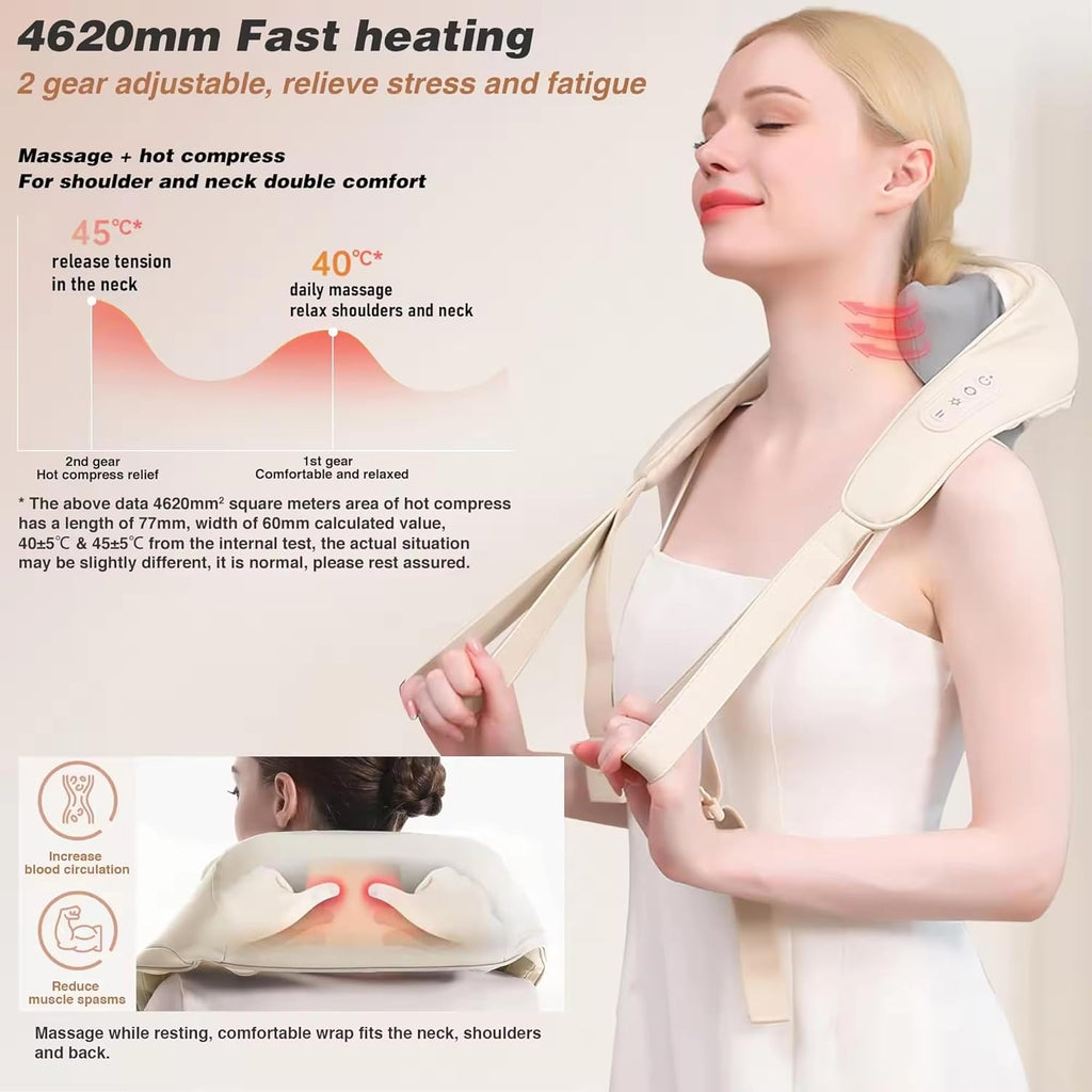 Neck Massager for Pain Relief Deep Tissue, Heating Pad for Neck and Shoulders and Back, Christmas Gifts, Birthday Gifts for Women and Men, Gifts for Mom and Dad, Gifts for Men and Women