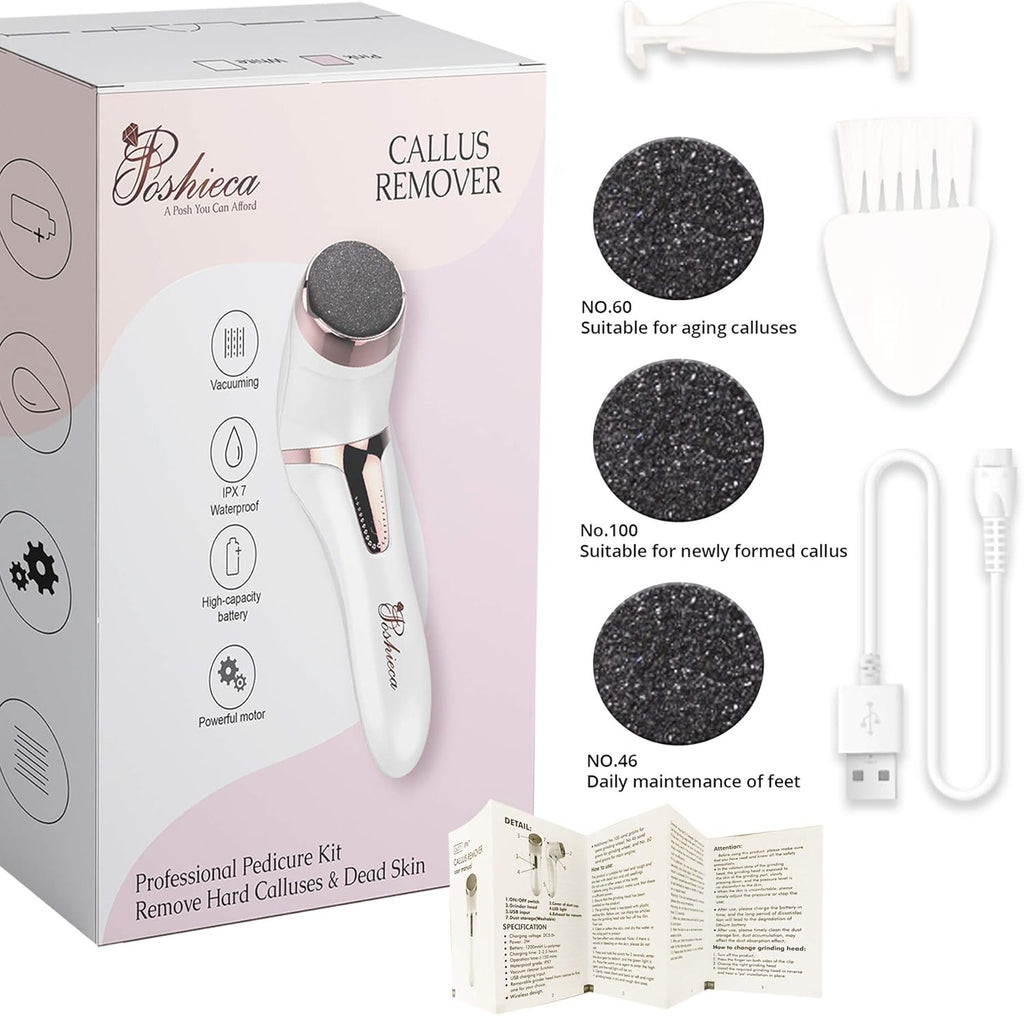 Electric Foot Callus Remover Pedicure Kit, Foot File, Dual Speed Settings, Cordless, Rechargeable, Professional SPA Results. Ideal Gift ...