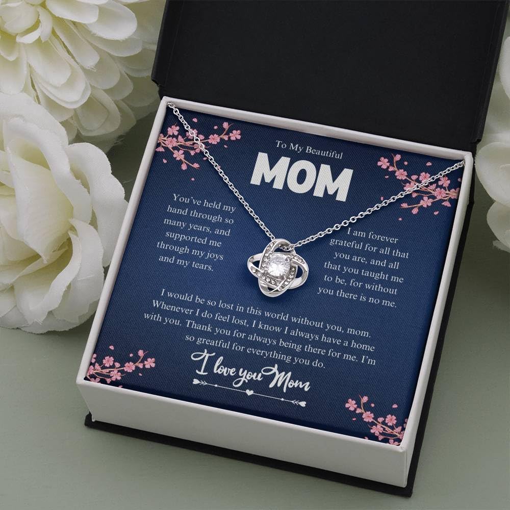 Mom Birthday/Appreciation Gift – 14k White Gold & 18k Gold-Plated Cubic Zirconia Pendant With Message Card And Jewelry Box– Birthday, Christmas, Jewelry for Women