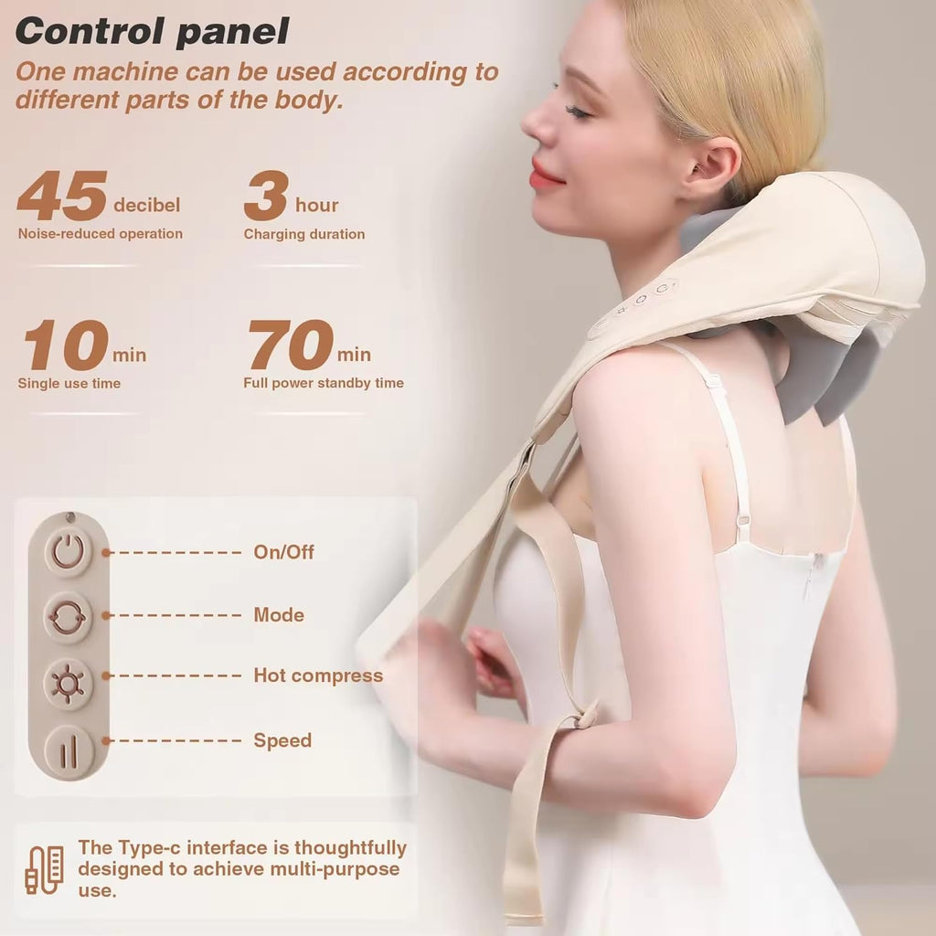 Neck Massager for Pain Relief Deep Tissue, Heating Pad for Neck and Shoulders and Back, Christmas Gifts, Birthday Gifts for Women and Men, Gifts for Mom and Dad, Gifts for Men and Women
