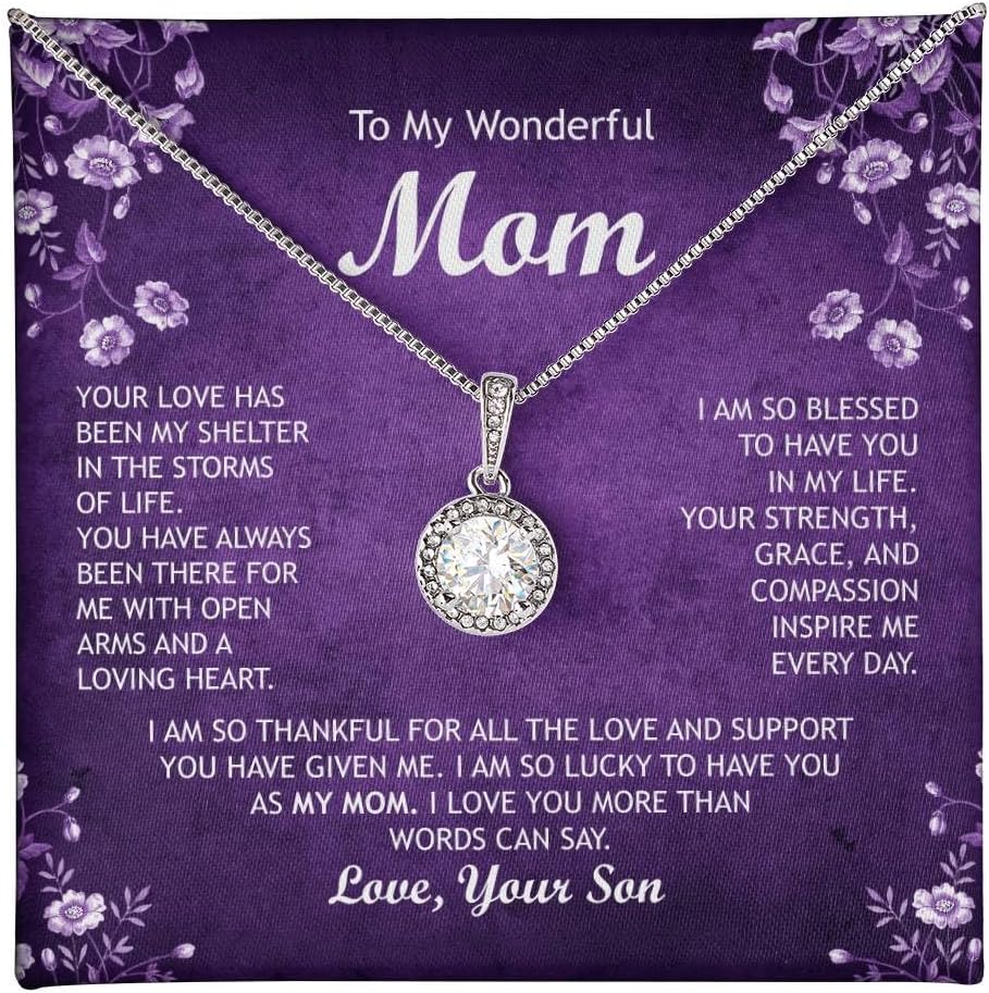 Mom Birthday / Appreciation Gifts From Son, Gold and Sterling Silver Necklaces, With Jewelry Box, Birthday Gift, Christmas Gift For Mom, Jewelry for Women, 14k white gold and 18k yellow gold over stainless steel