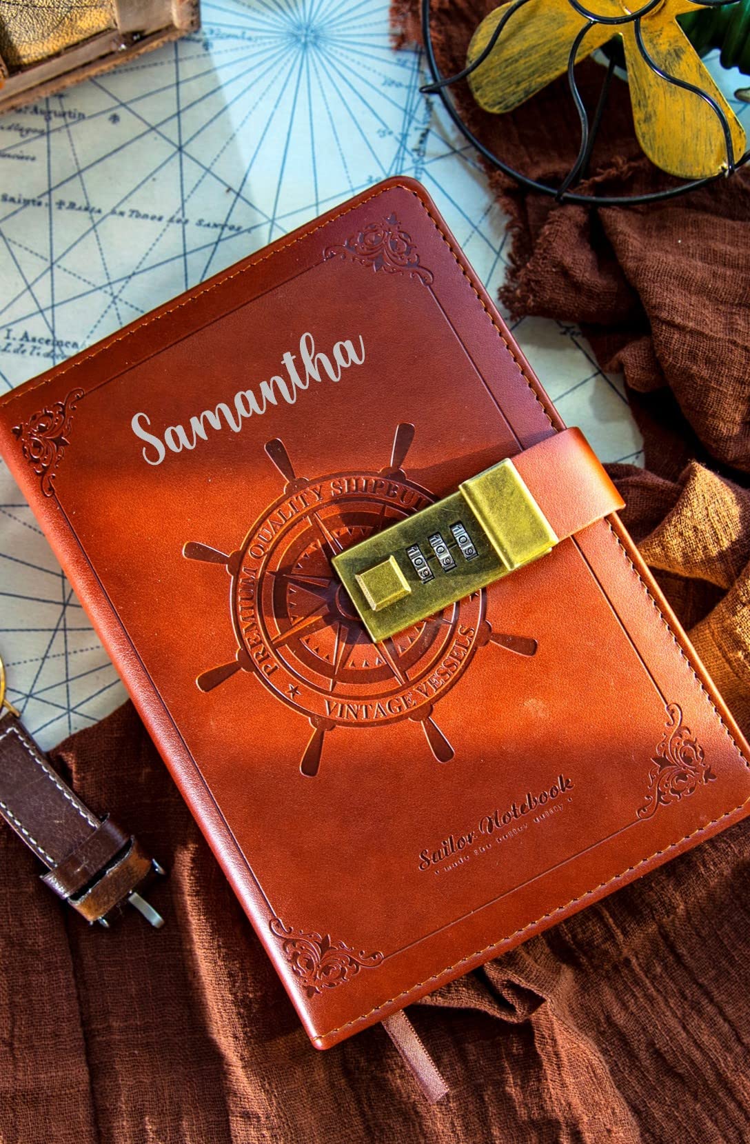 Lockable Diary for Women – Vintage Refillable Journal with Lock, Embossed Cover, 240 Pages, 5.5 x 7.9 Inch (Green Diary)