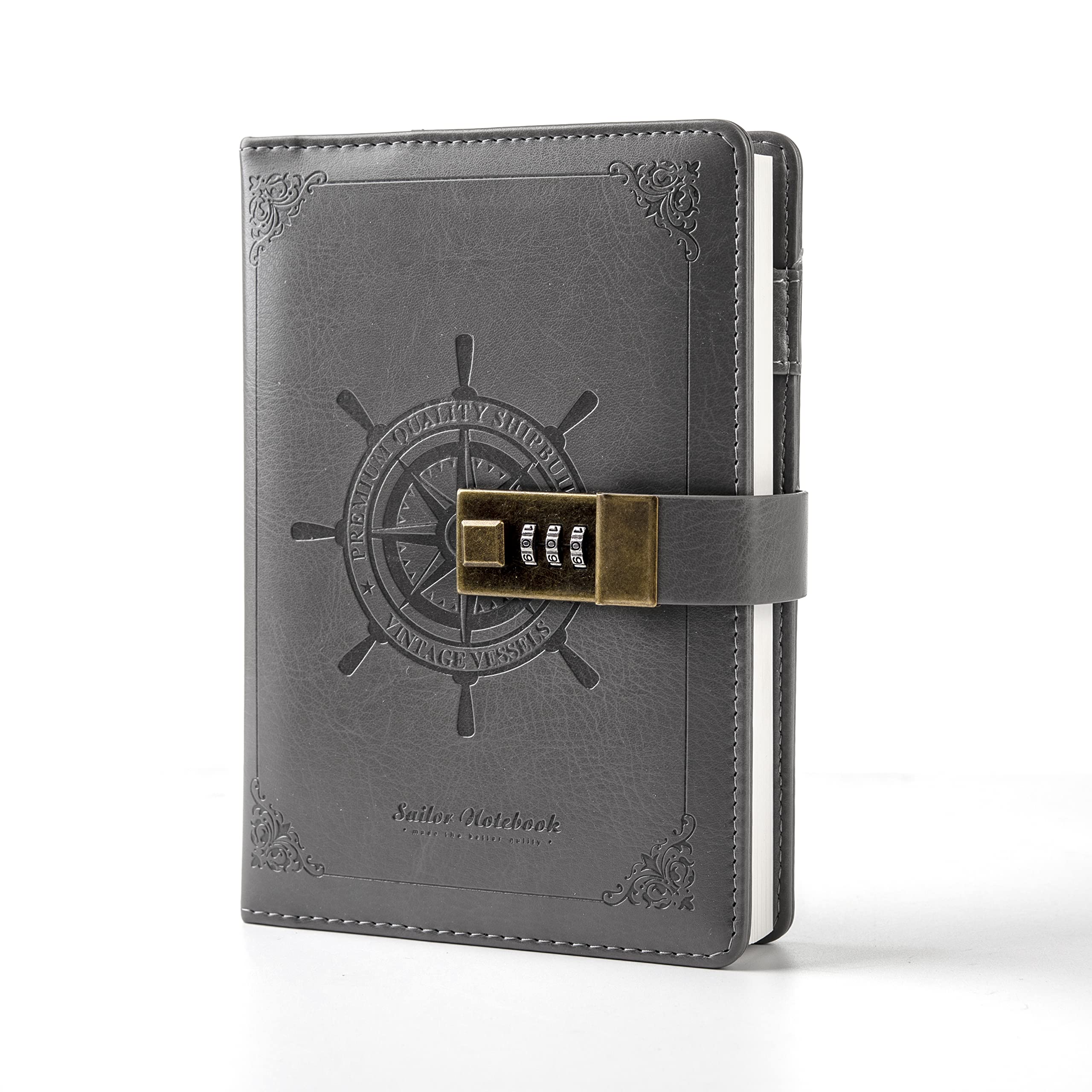 Lockable Diary for Women – Vintage Refillable Journal with Lock, Embossed Cover, 240 Pages, 5.5 x 7.9 Inch (Green Diary)