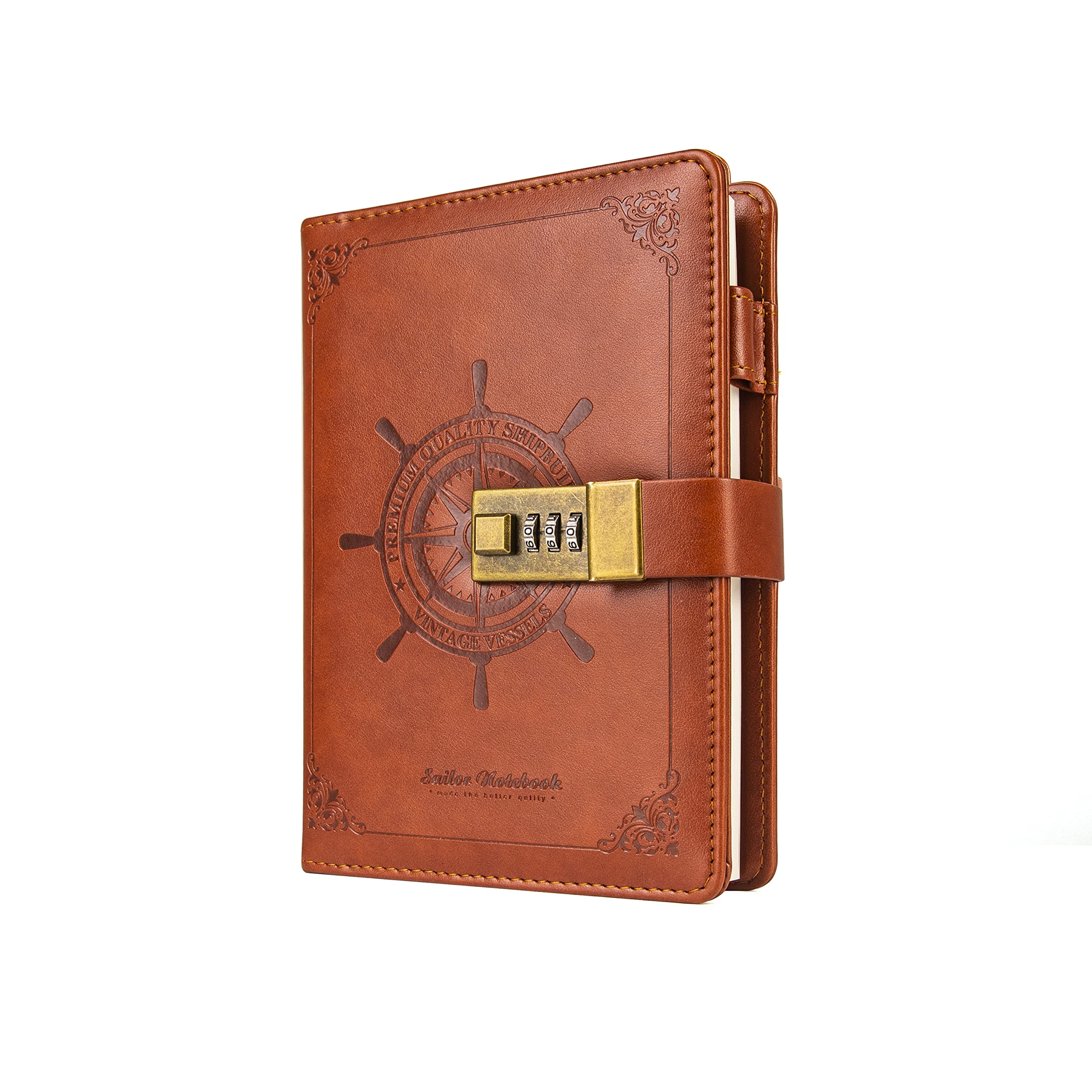 Lockable Diary for Women – Vintage Refillable Journal with Lock, Embossed Cover, 240 Pages, 5.5 x 7.9 Inch (Green Diary)