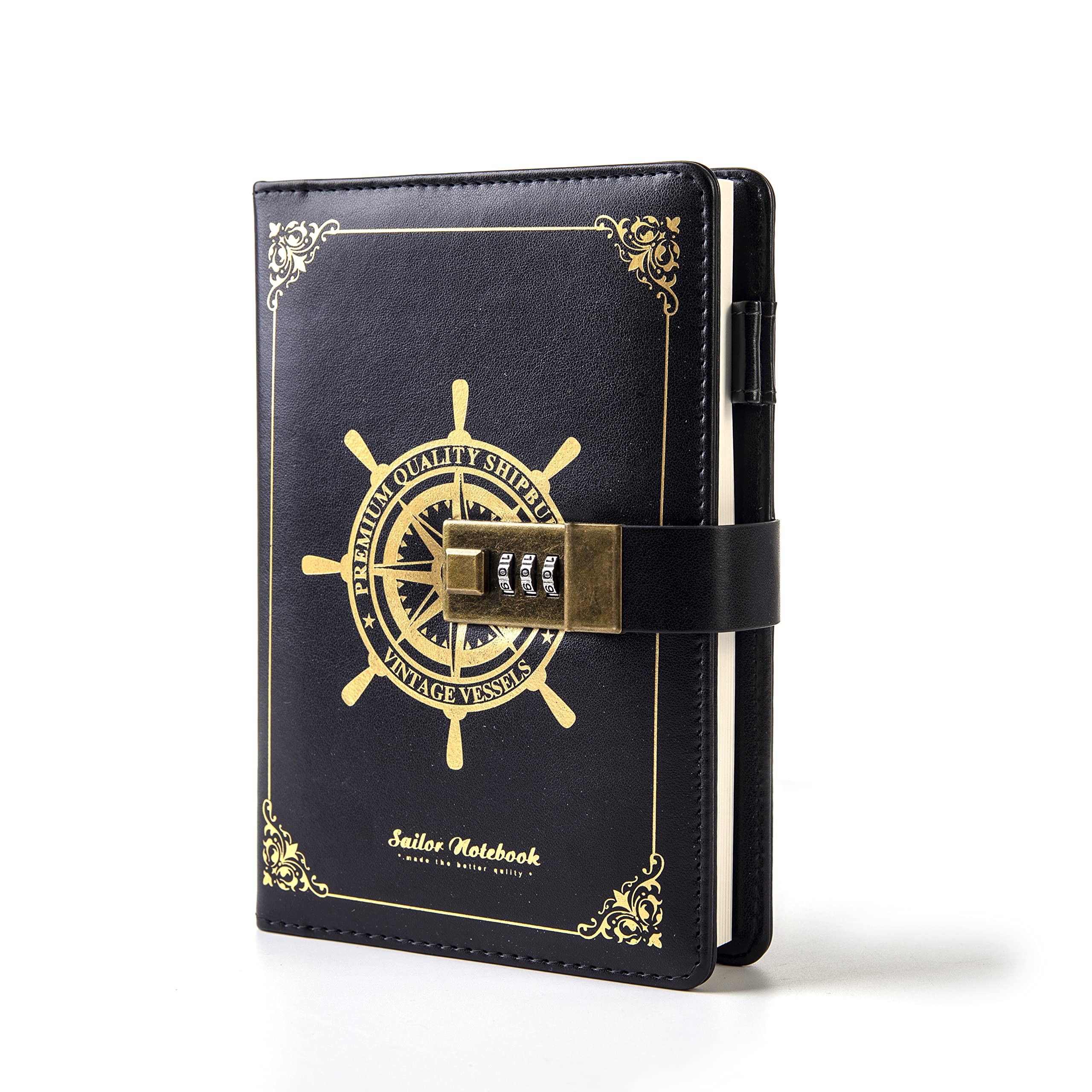 Lockable Diary for Women – Vintage Refillable Journal with Lock, Embossed Cover, 240 Pages, 5.5 x 7.9 Inch (Green Diary)