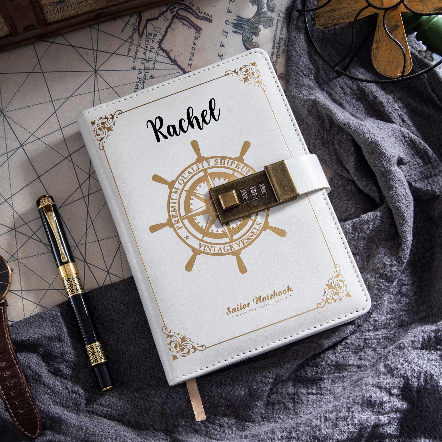 Lockable Diary for Women – Vintage Refillable Journal with Lock, Embossed Cover, 240 Pages, 5.5 x 7.9 Inch (Green Diary)