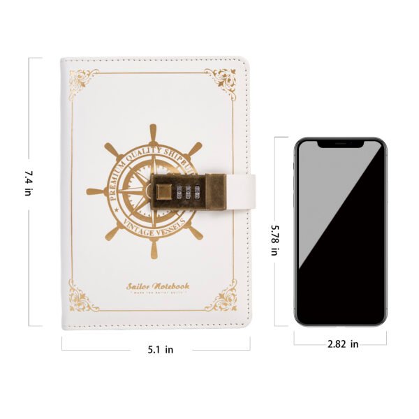 Personalized Vintage Journal with Numeric Lock (White) - Image 2